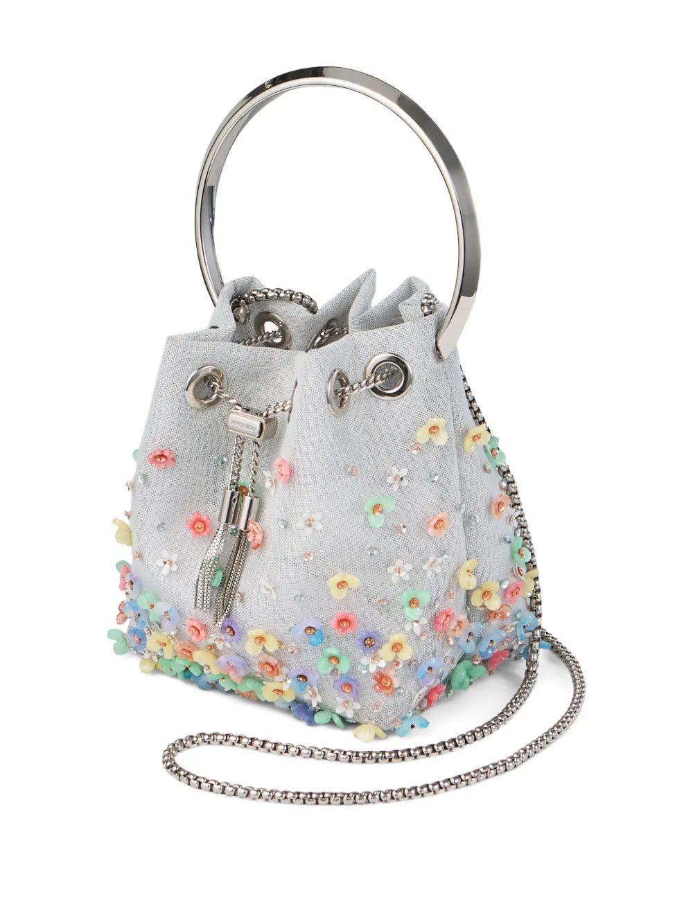 Jimmy ChooBon Bon floral-embellished bucket bag