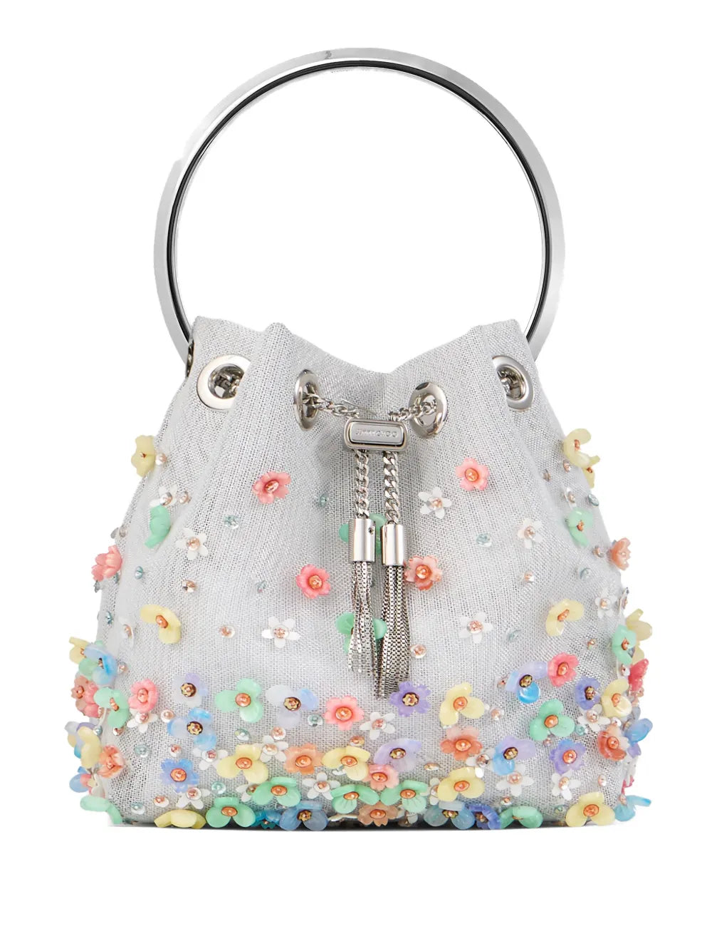Jimmy ChooBon Bon floral-embellished bucket bag