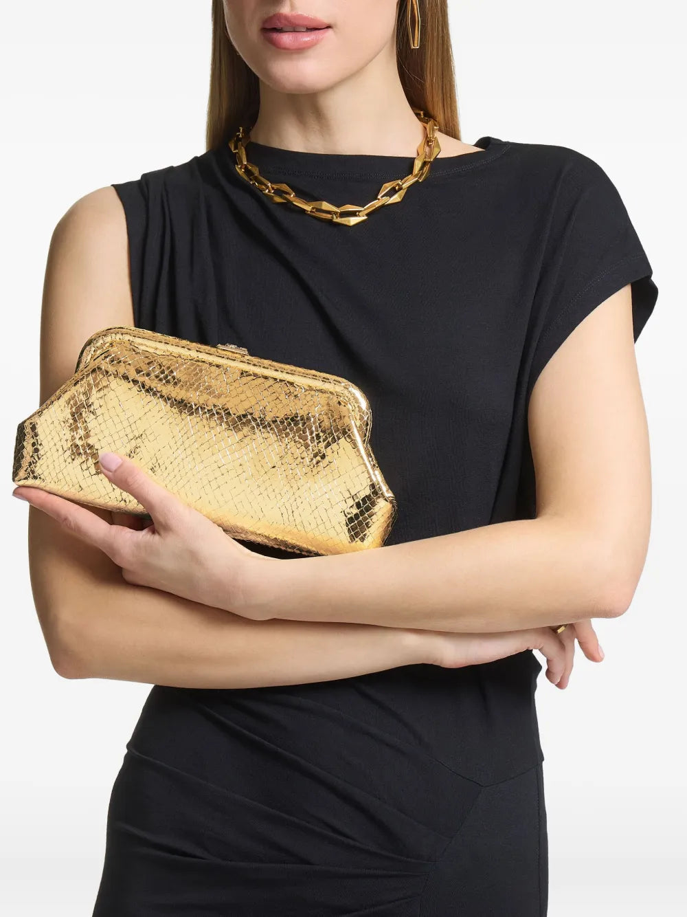 Jimmy Choometallic textured clutch bag