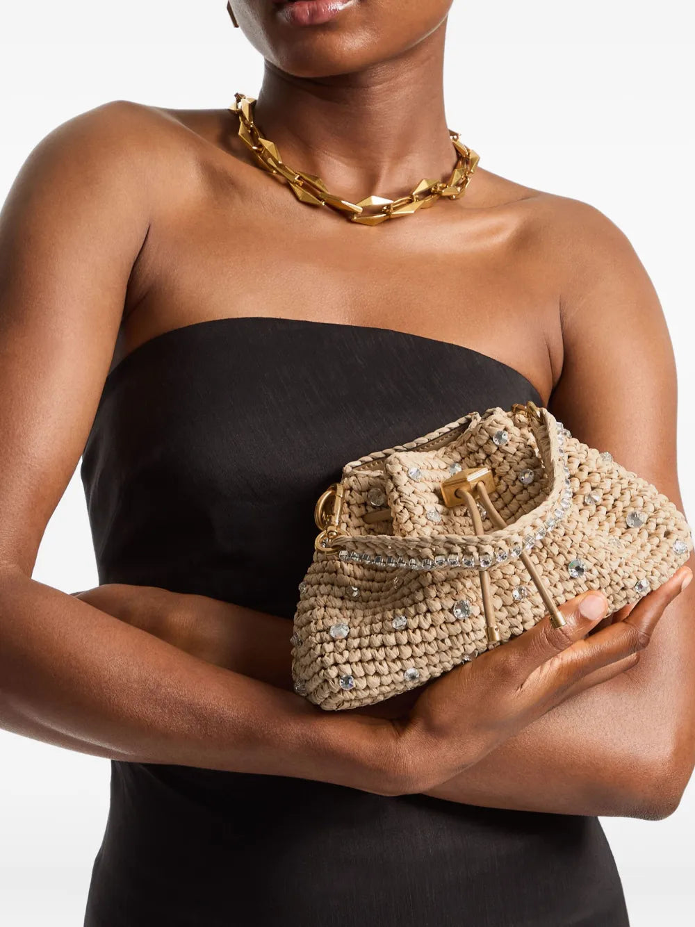 Jimmy ChooCinch S raffia shoulder bag