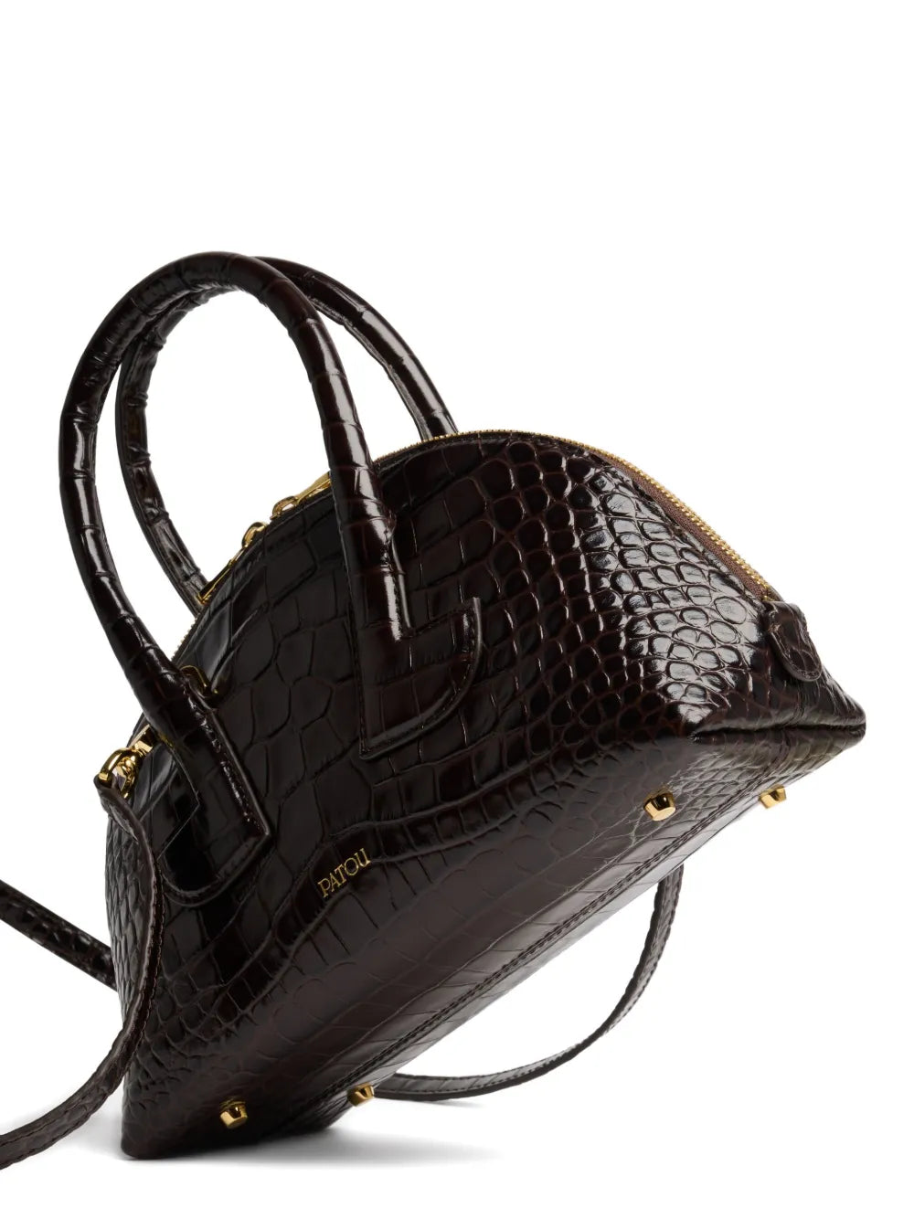 Patoucrocodile-effect half-moon crossbody bag