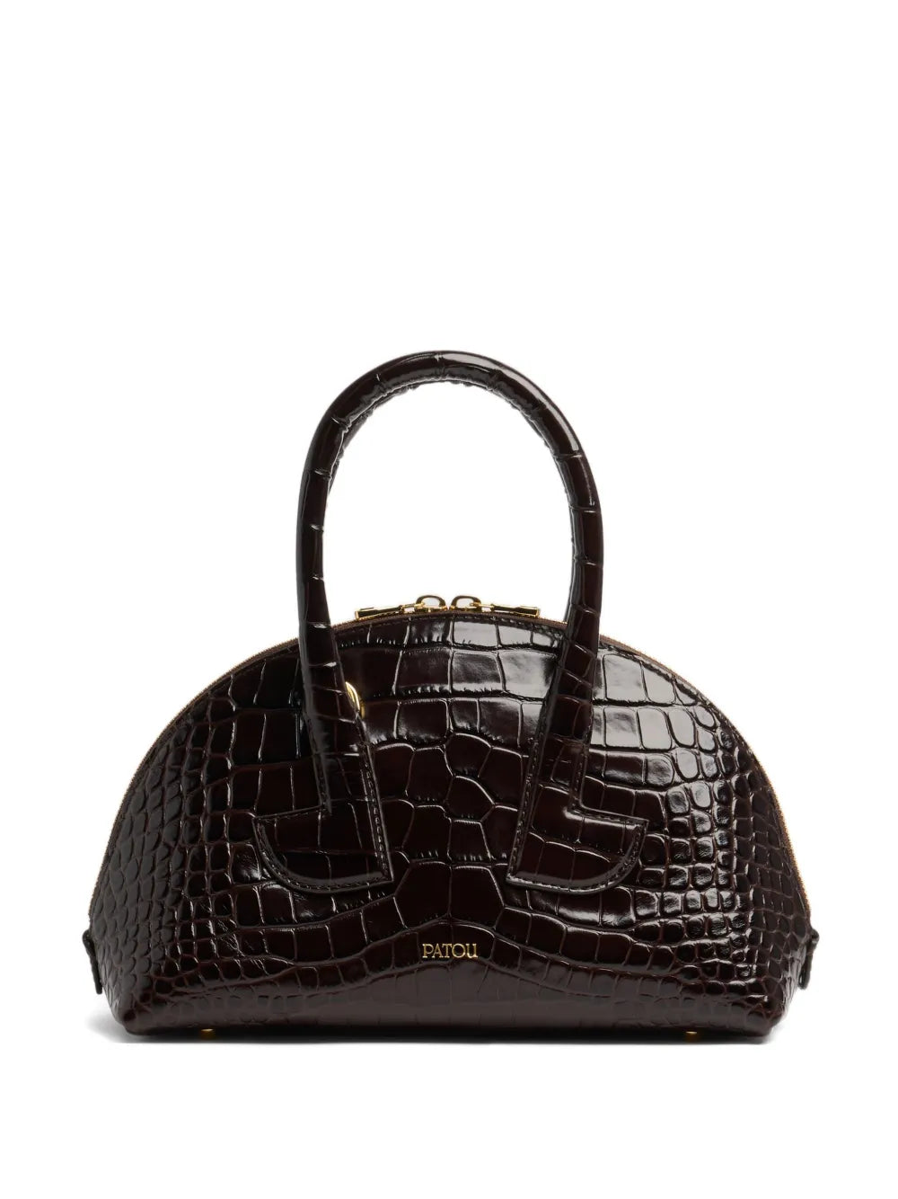 Patoucrocodile-effect half-moon crossbody bag