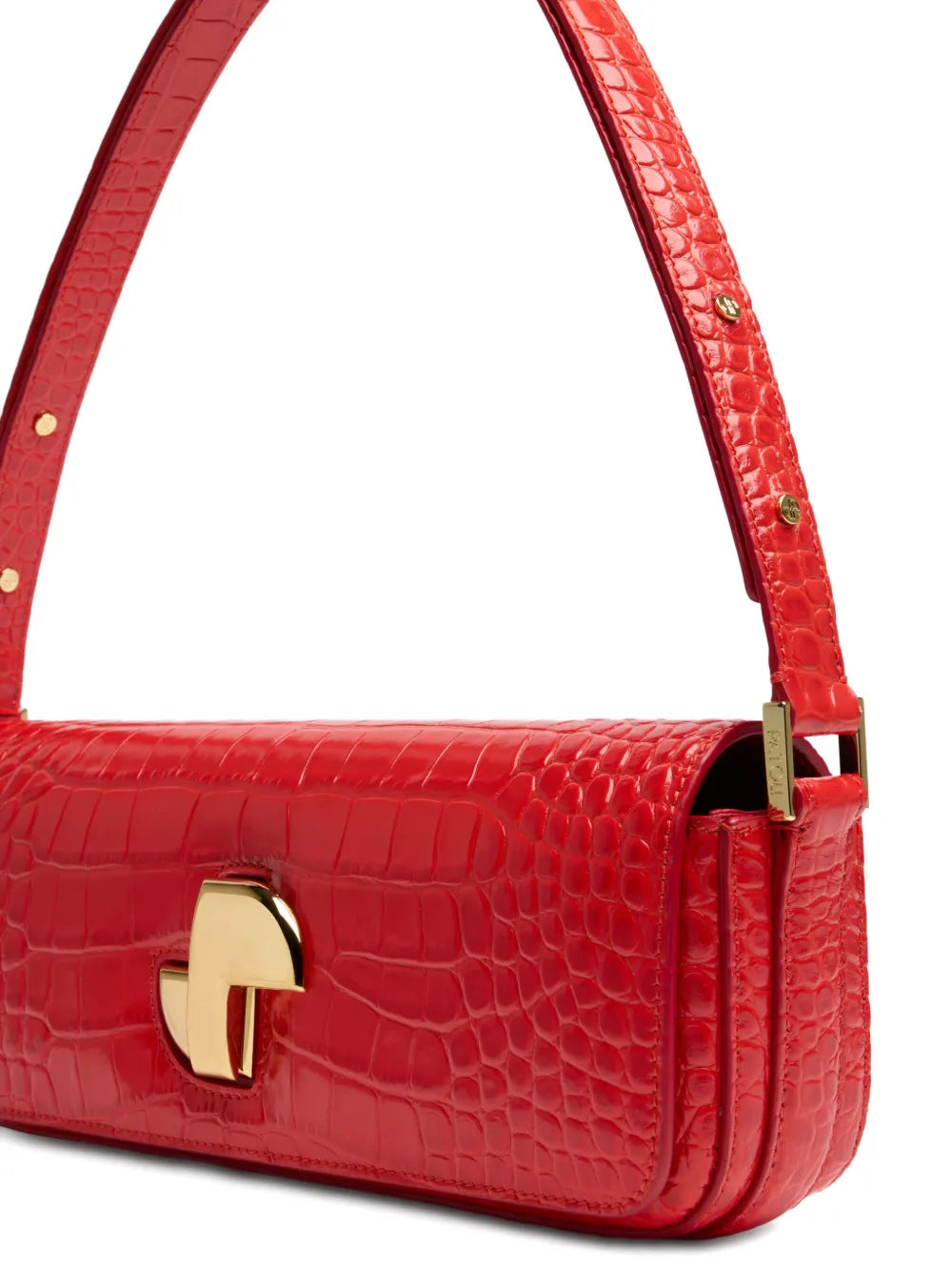 PatouLe Lock crocodile-embossed shoulder bag