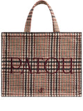 Patoulogo-embroidered check tote bag