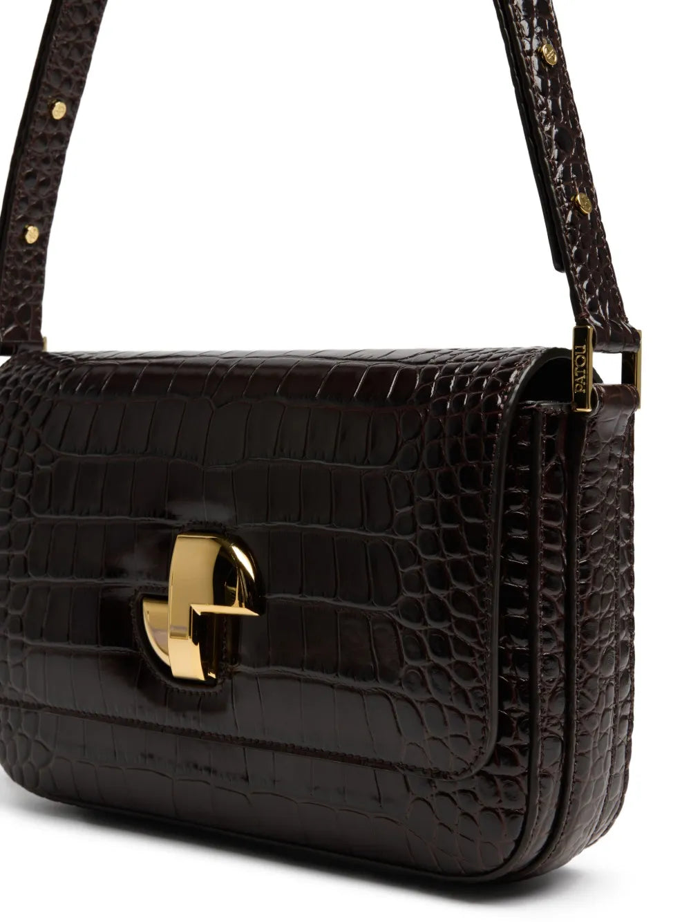 Patoucrocodile-embossed shoulder bag