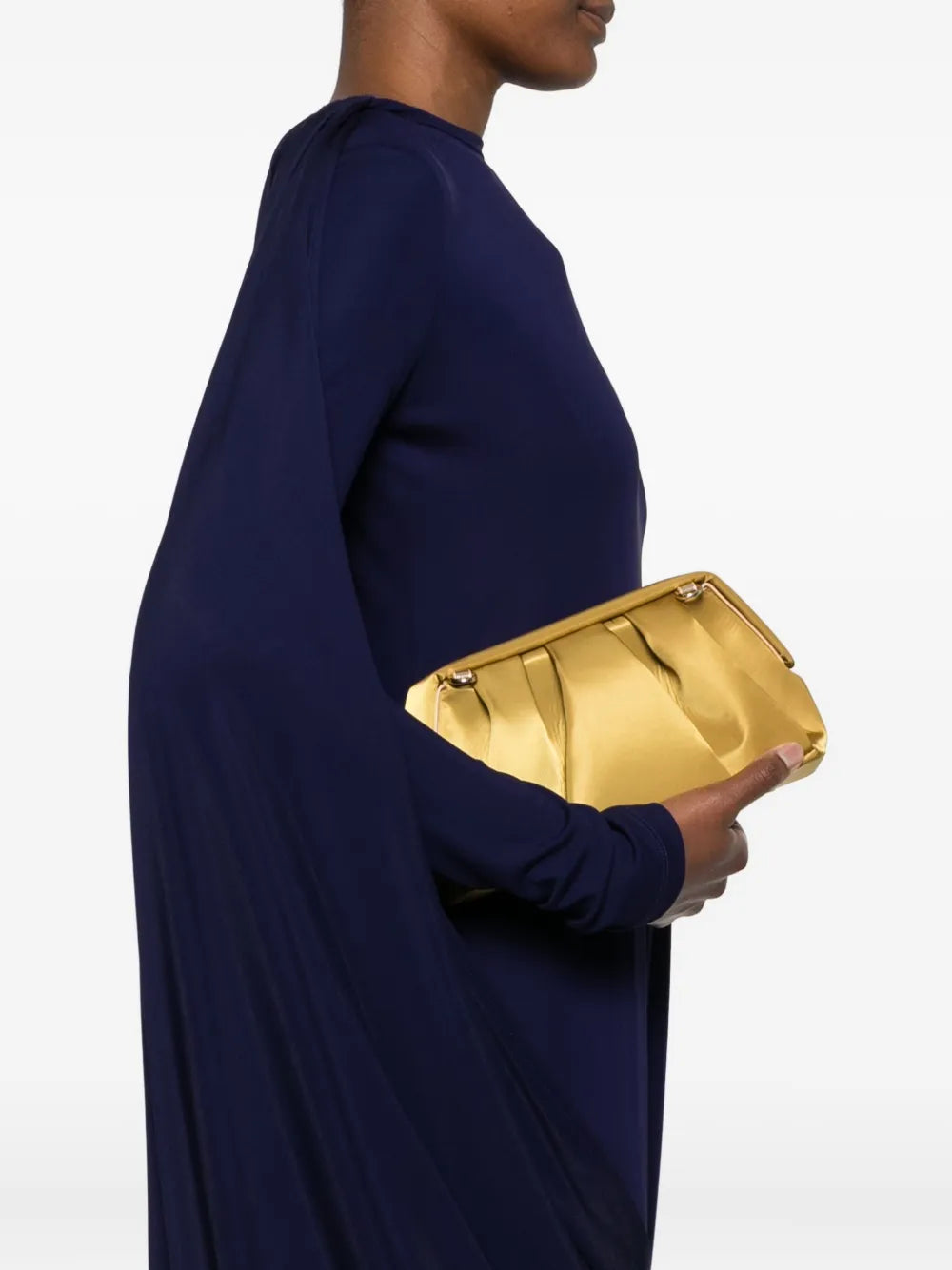 Themoir?athered detachable-strap clutch bag