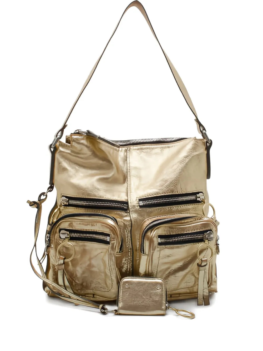 Pre-OwnedChloé Pre-Ownedmetallic-leather multiple-pocket shoulder bag