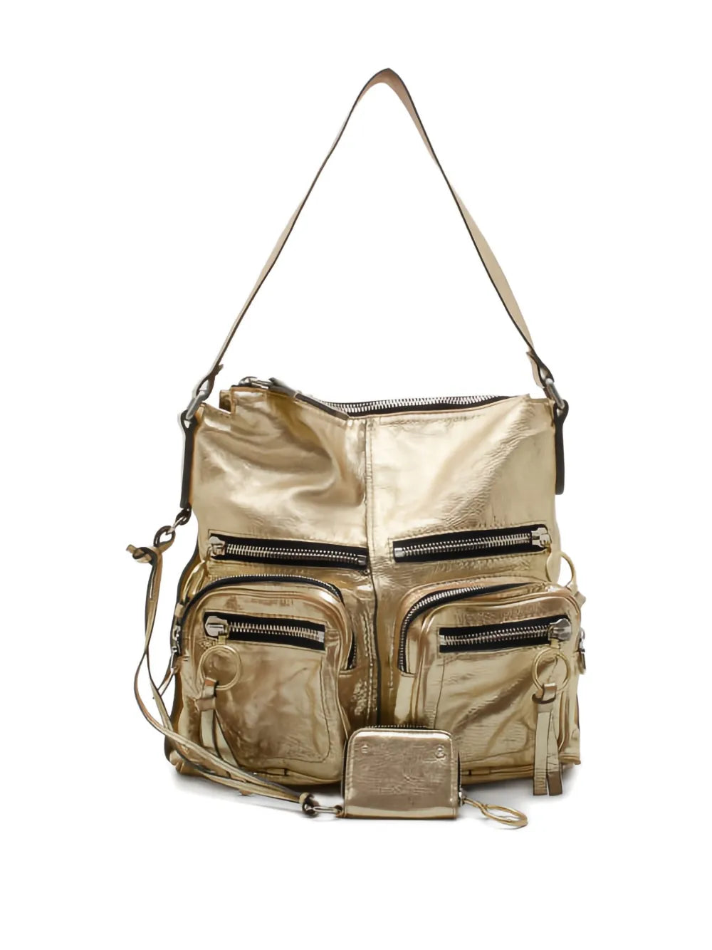 Pre-OwnedChloé Pre-Ownedmetallic-leather multiple-pocket shoulder bag