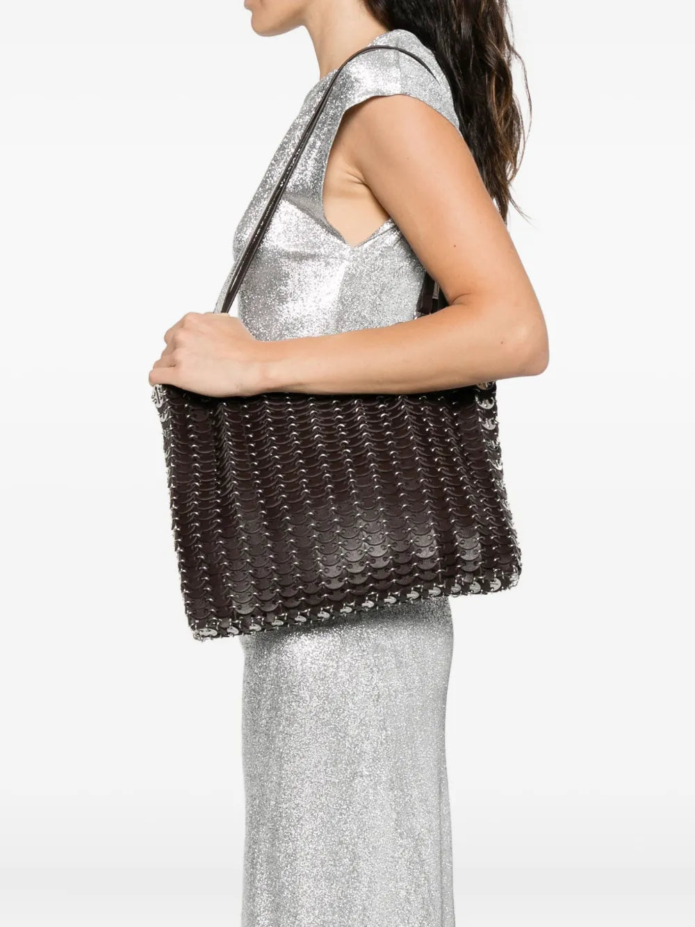 Rabannechain-link leather tote bag