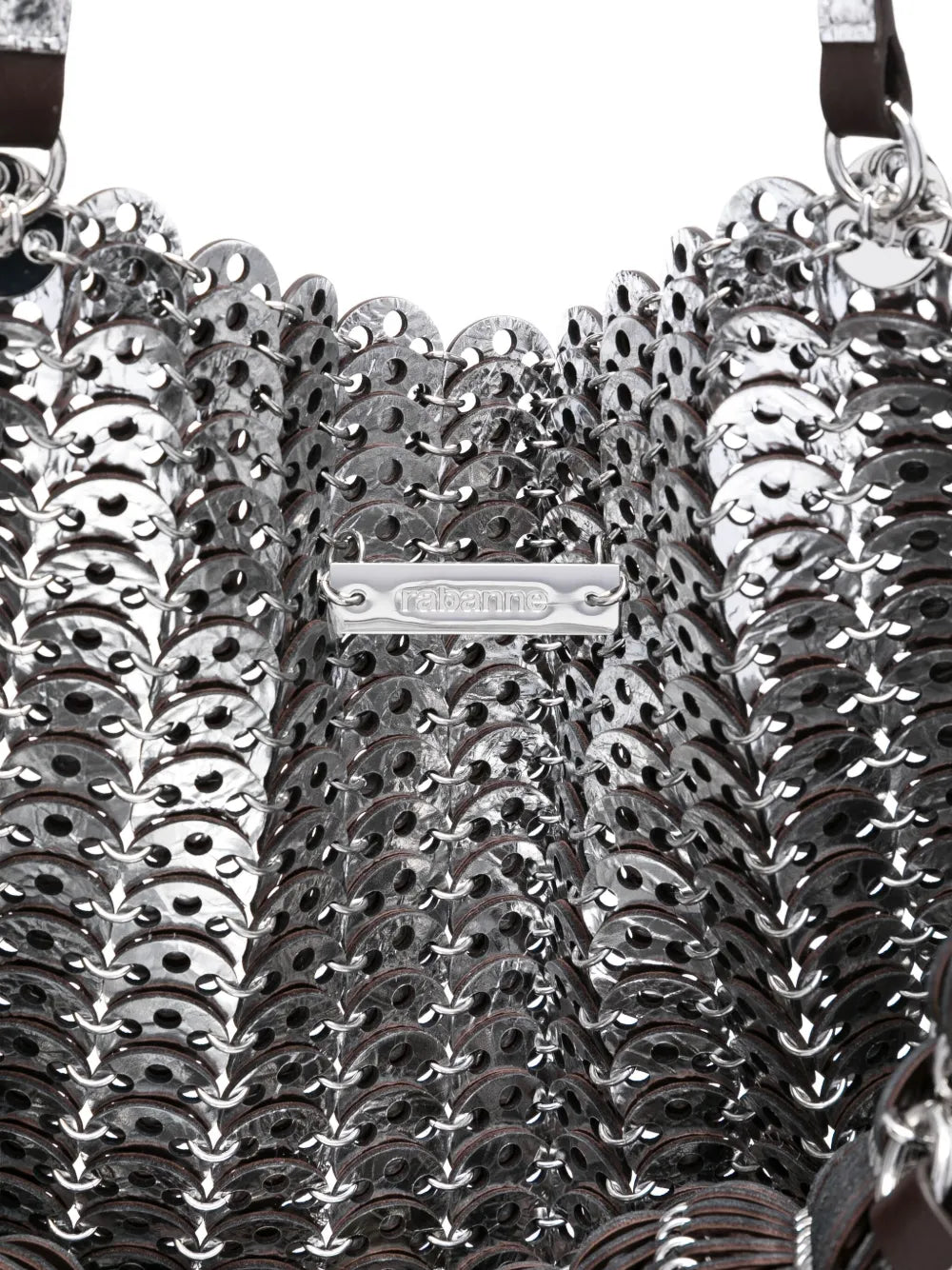 Rabannechain-link leather tote bag