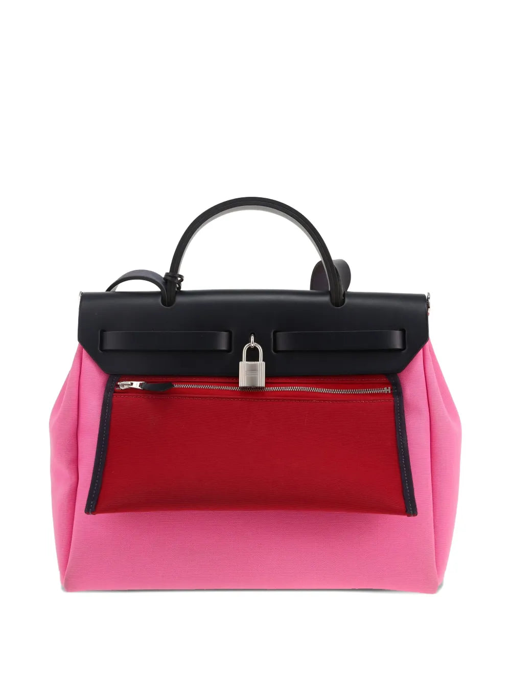 Pre-OwnedHermre-Ownedcolour-block canvas handbag