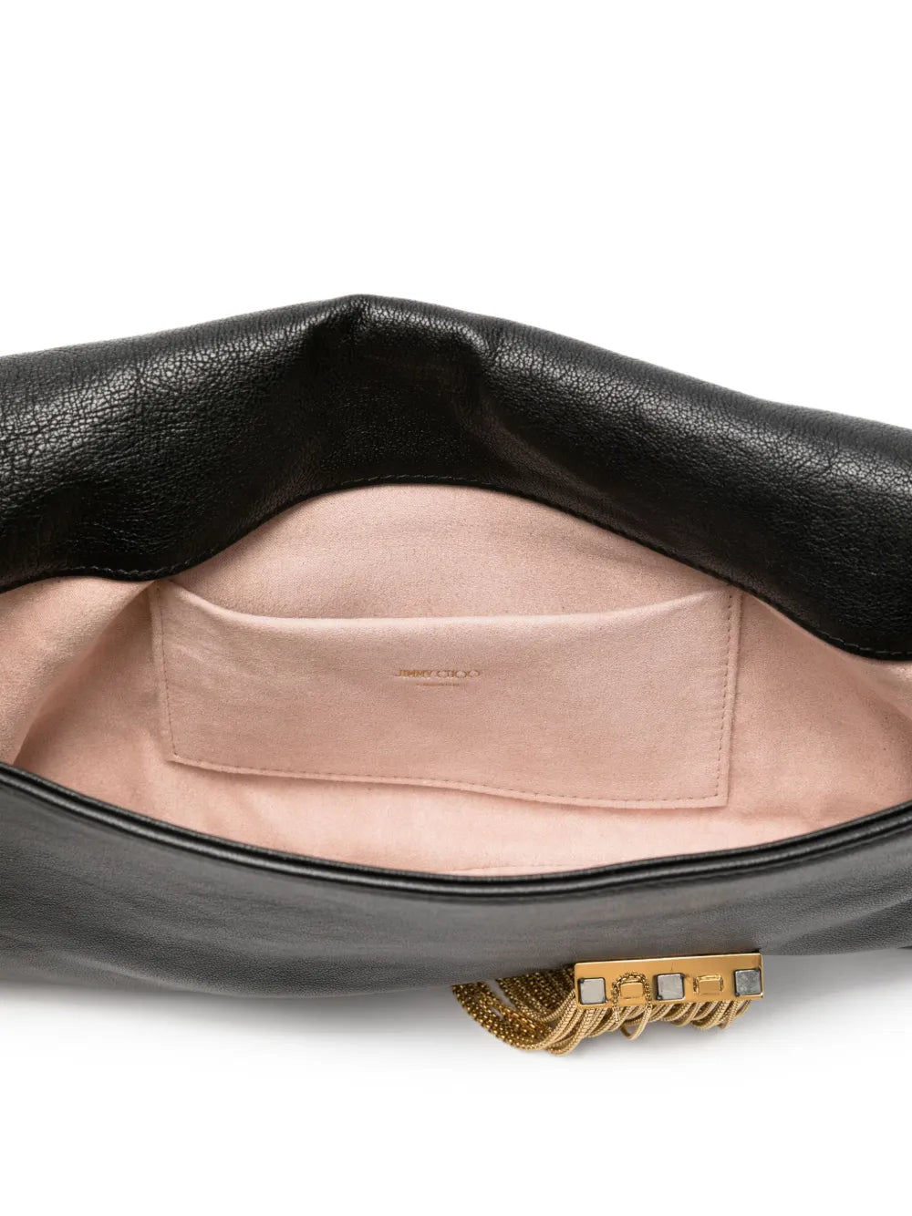 Jimmy ChooZandra chain-embellished leather clutch