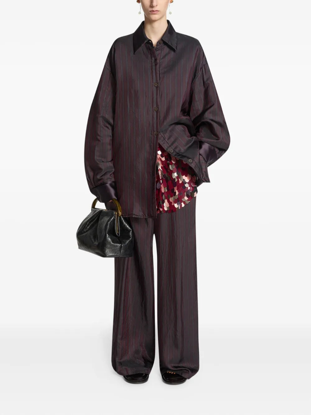 DRIES VAN NOTENpleated leather tote bag