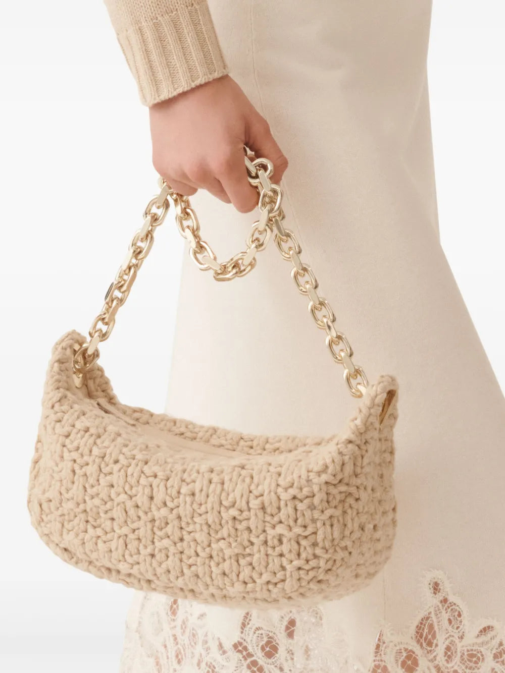 Fabiana Filippichain-strap knitted shoulder bag