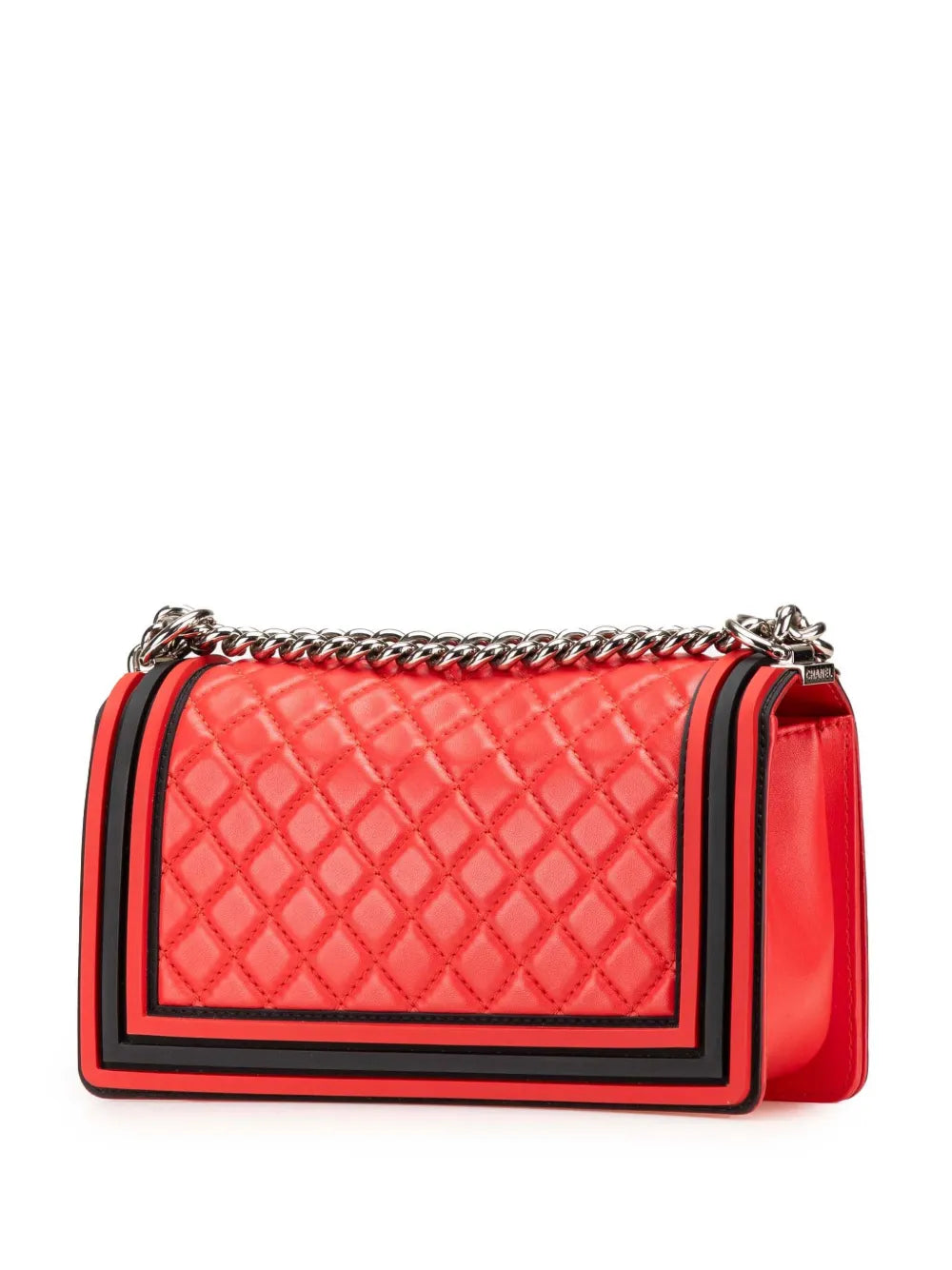 Pre-OwnedCHANEL Pre-Owned2016-2017 Old Medium Bicolor Quilted Lambskin and Rubber Boy Flap crossbody bag