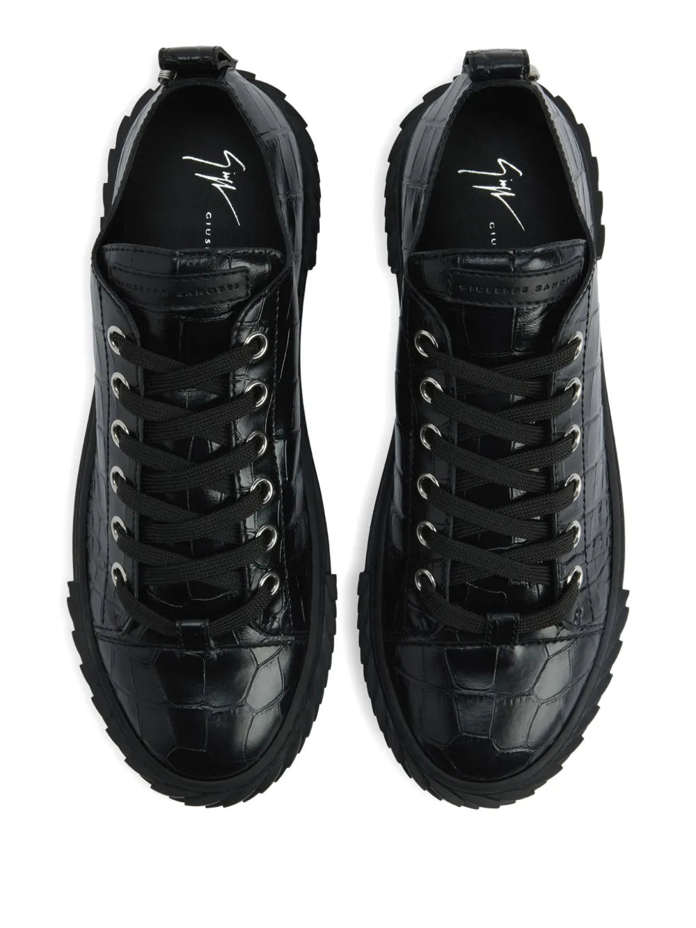 Giuseppe Zanotti Blabber Crocodile-Effect Lace-Up Sneakers