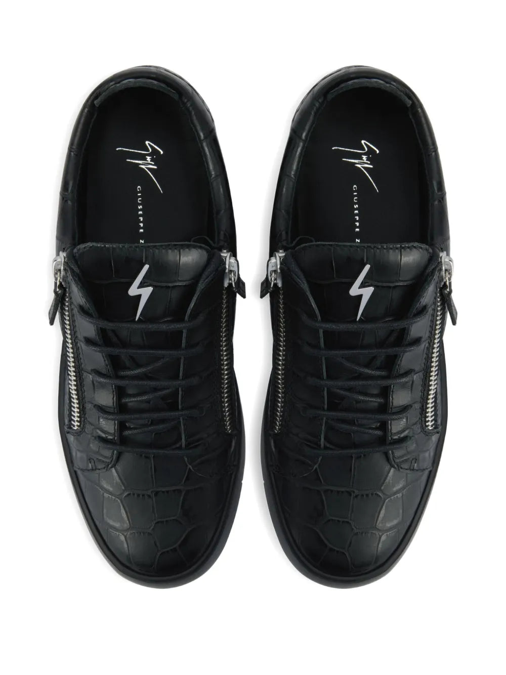 Giuseppe Zanotti Frankie Crocodile-Effect Zip Trainers