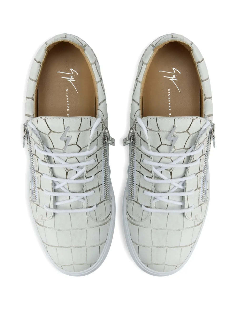Giuseppe Zanotti Frankie Crocodile-Effect Zip Sneakers