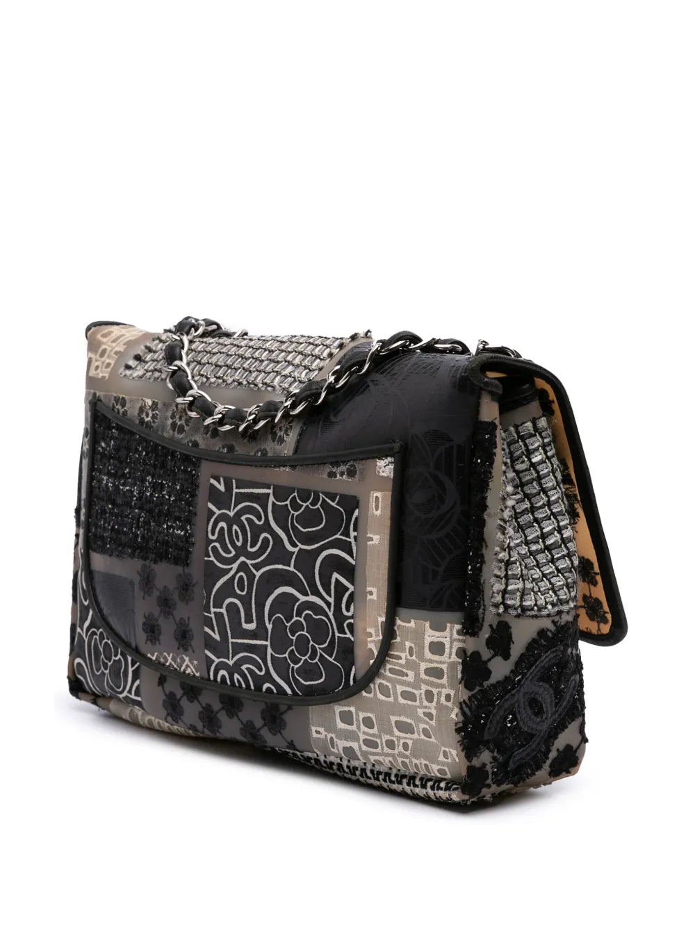 Pre-OwnedCHANEL Pre-Owned2010-2011 Jumbo PVC and Tweed Patchwork Single Flap shoulder bag