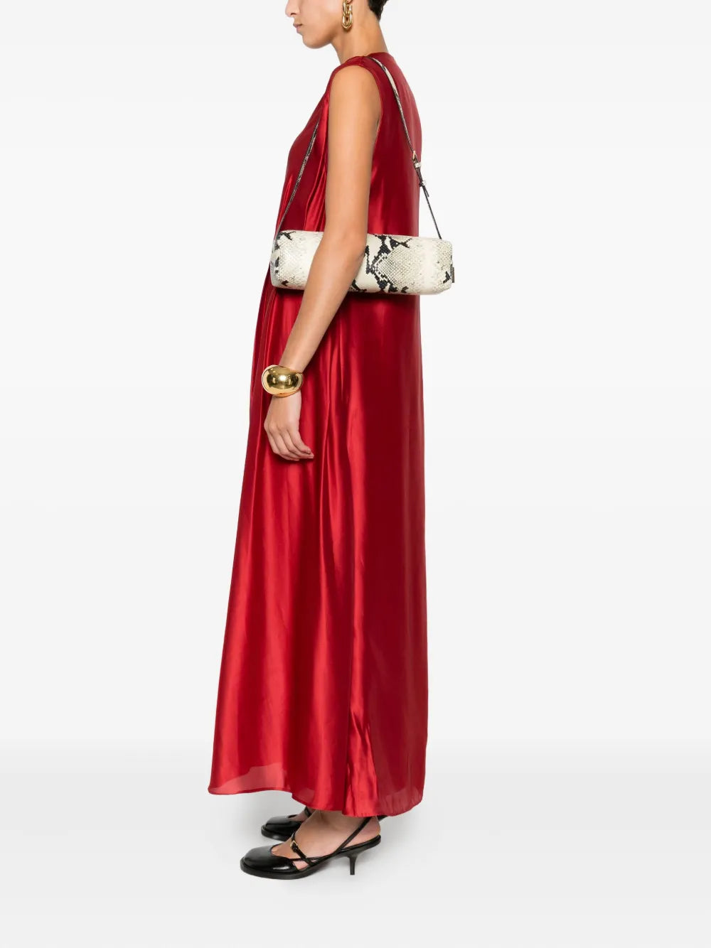 KHAITEsnakeskin cylindrical shoulder bag