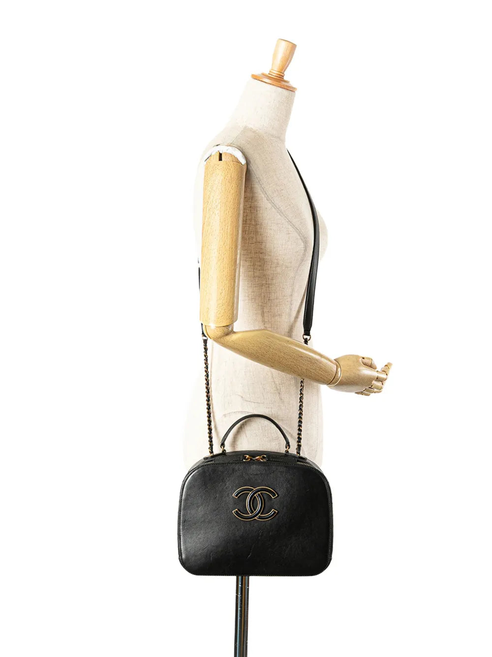 Pre-OwnedCHANEL Pre-Owned2016-2017 Goatskin and Quilted Calfskin Coco Curve Case vanity bag