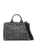 Pre-OwnedPrada Pre-Owned2010s Canapa Bijoux rhinestone eyelet handbag
