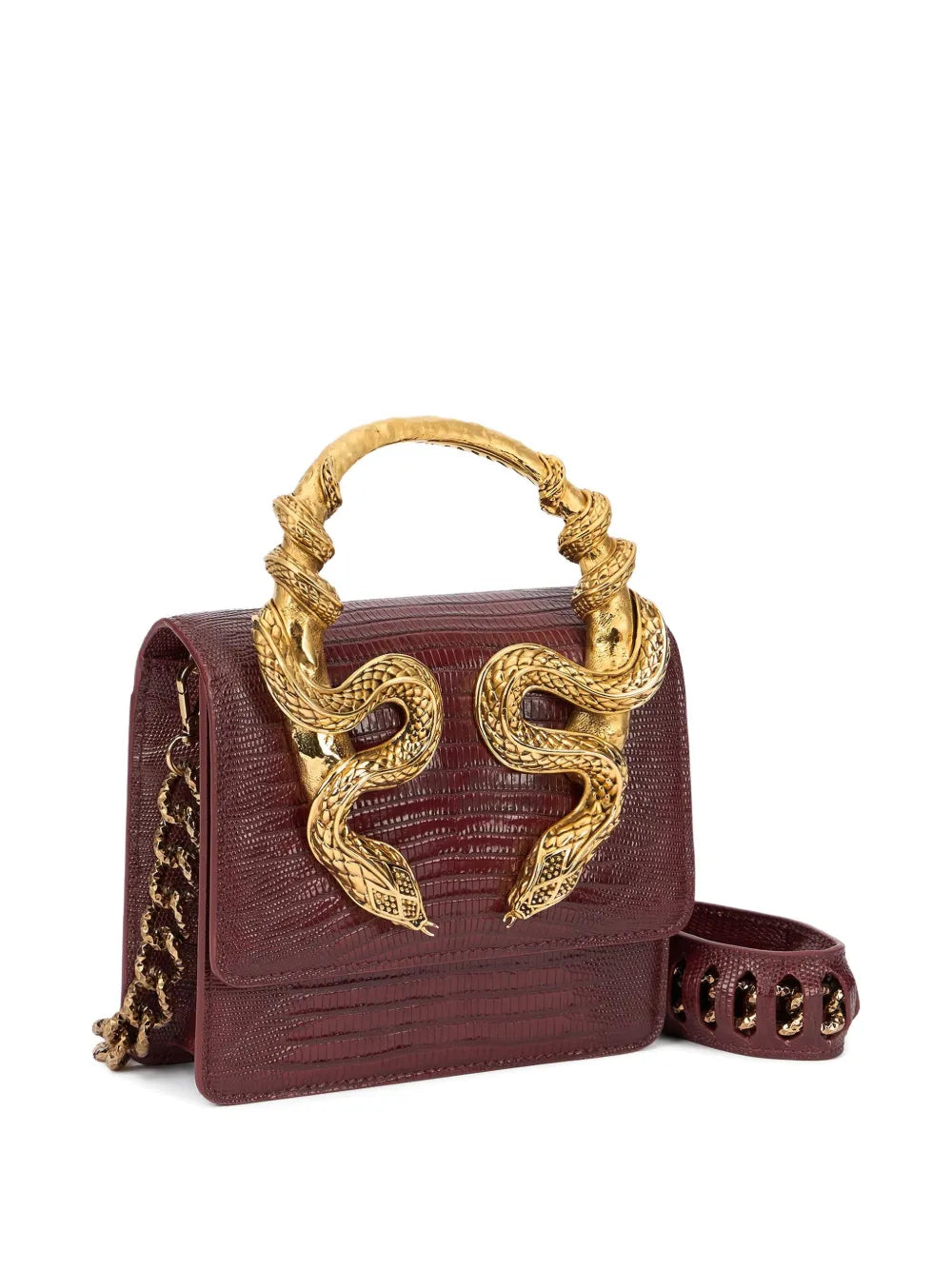 Roberto Cavallisnake-embellished top-handle shoulder bag