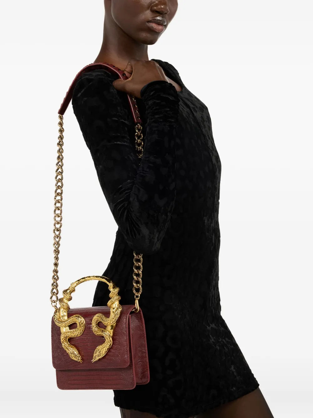 Roberto Cavallisnake-embellished top-handle shoulder bag