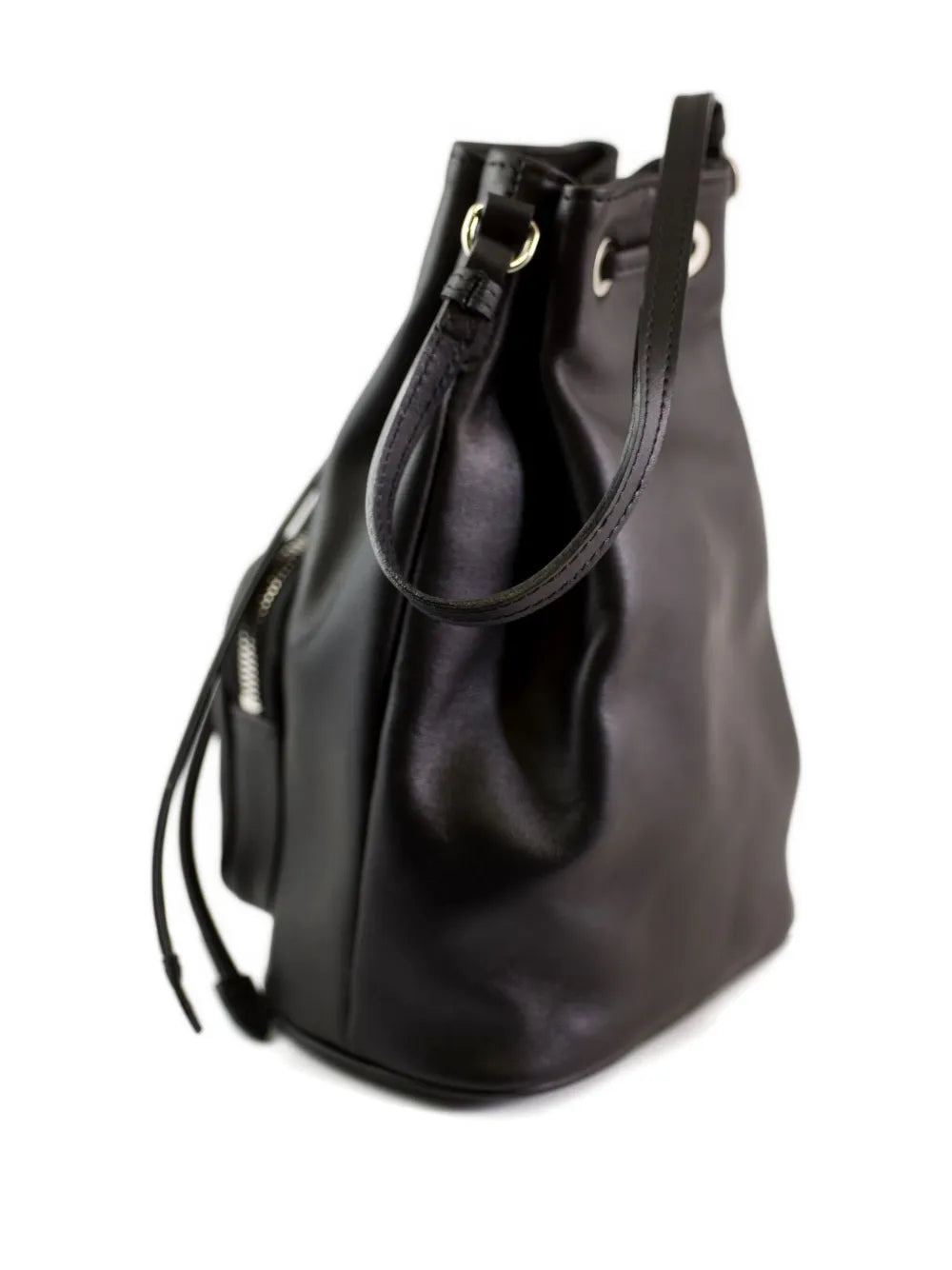 LA ROSEdrawstring leather bucket bag