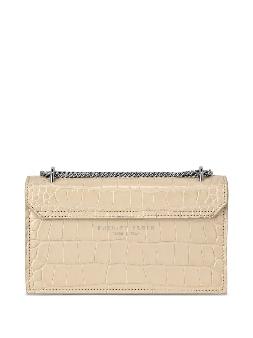 Philipp Pleincrocodile-print claw clutch