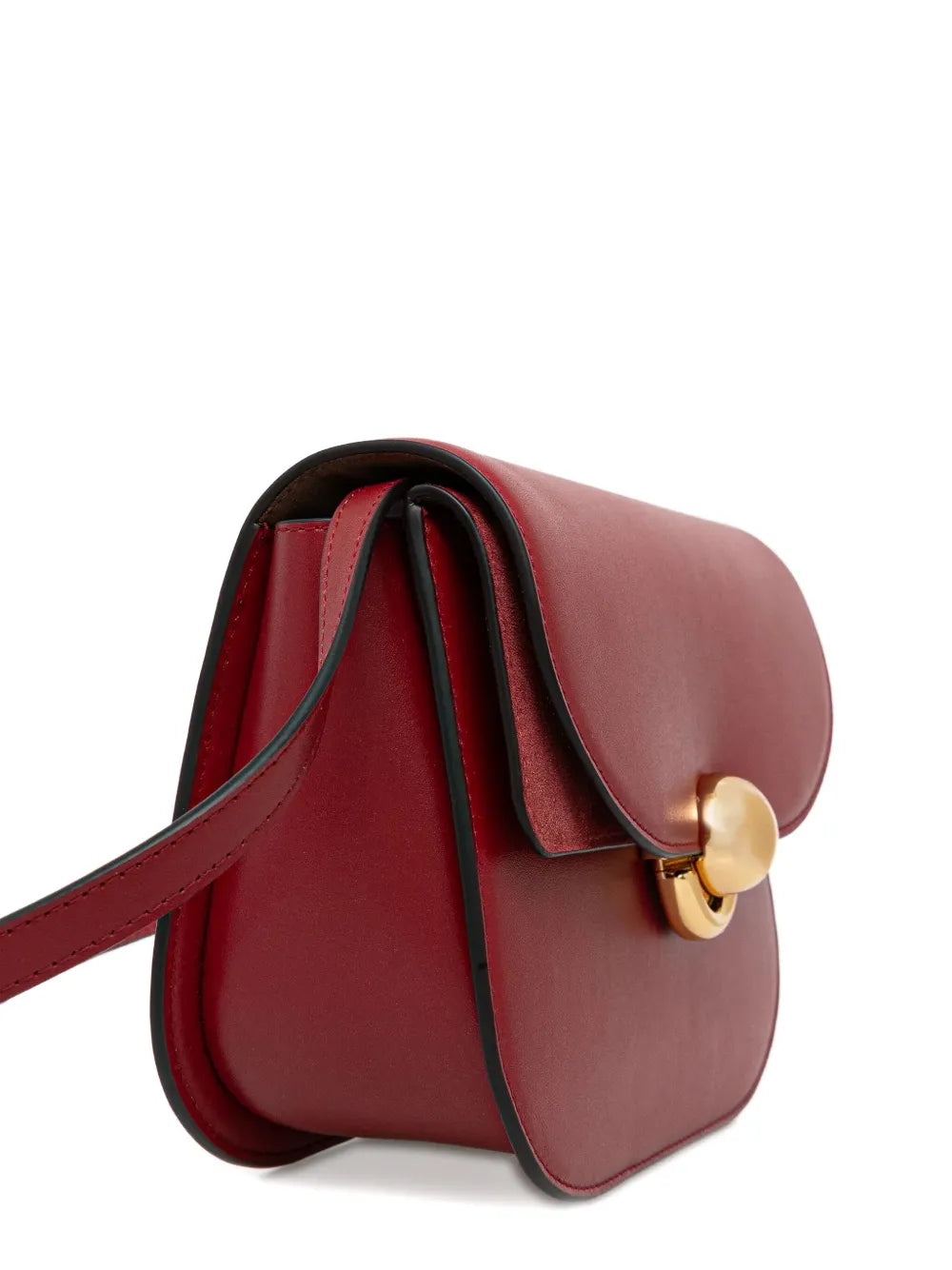 Furlacurved-flap leather shoulder bag