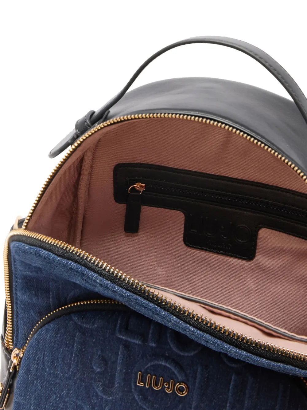 LIU JOlogo-embossed denim backpack
