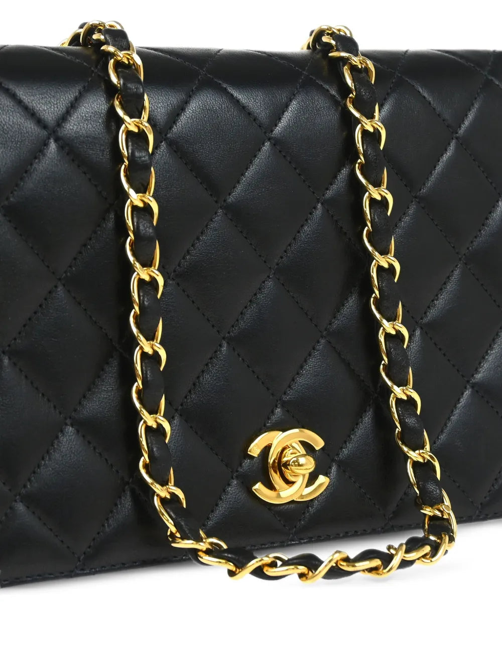 Pre-OwnedCHANEL Pre-Owned2002 small Full Flap quilted lambskin chain shoulder bag