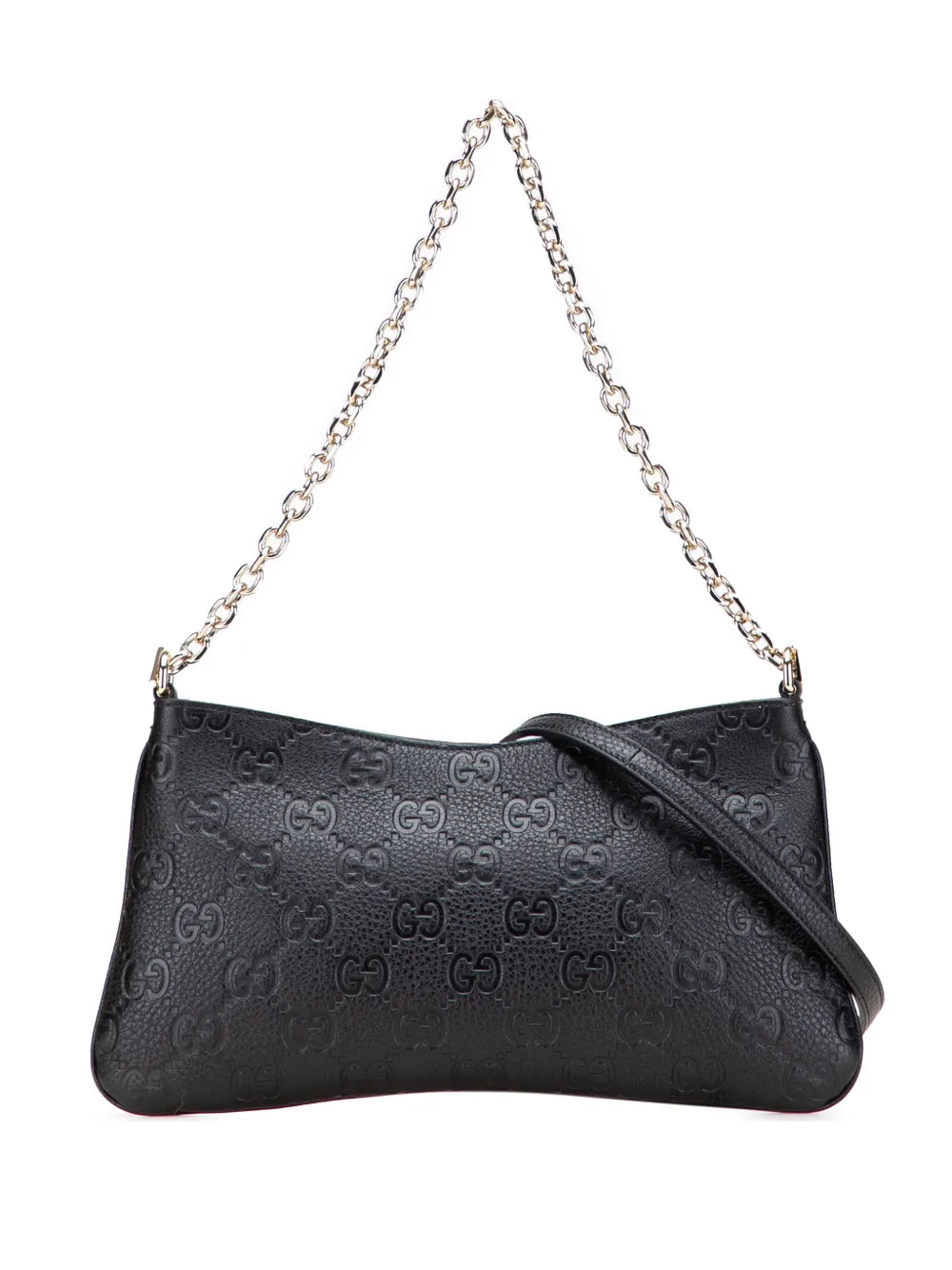 Pre-OwnedGucci Pre-Owned2016-2025 Medium GG Emblem Embossed Leather Shoulder Bag satchel
