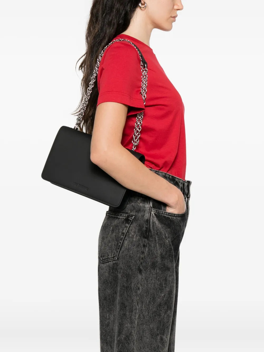 Love Moschinologo-debossed chain shoulder bag
