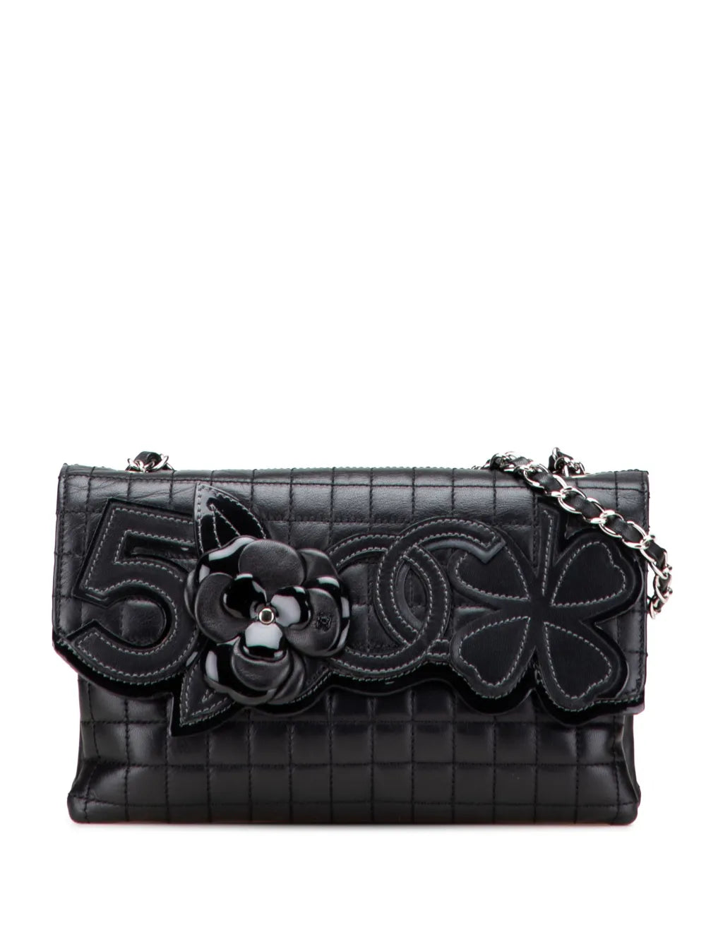 Pre-OwnedCHANEL Pre-Owned2005-2006 Choco Bar Calfskin No. 5 Camellia CC shoulder bag