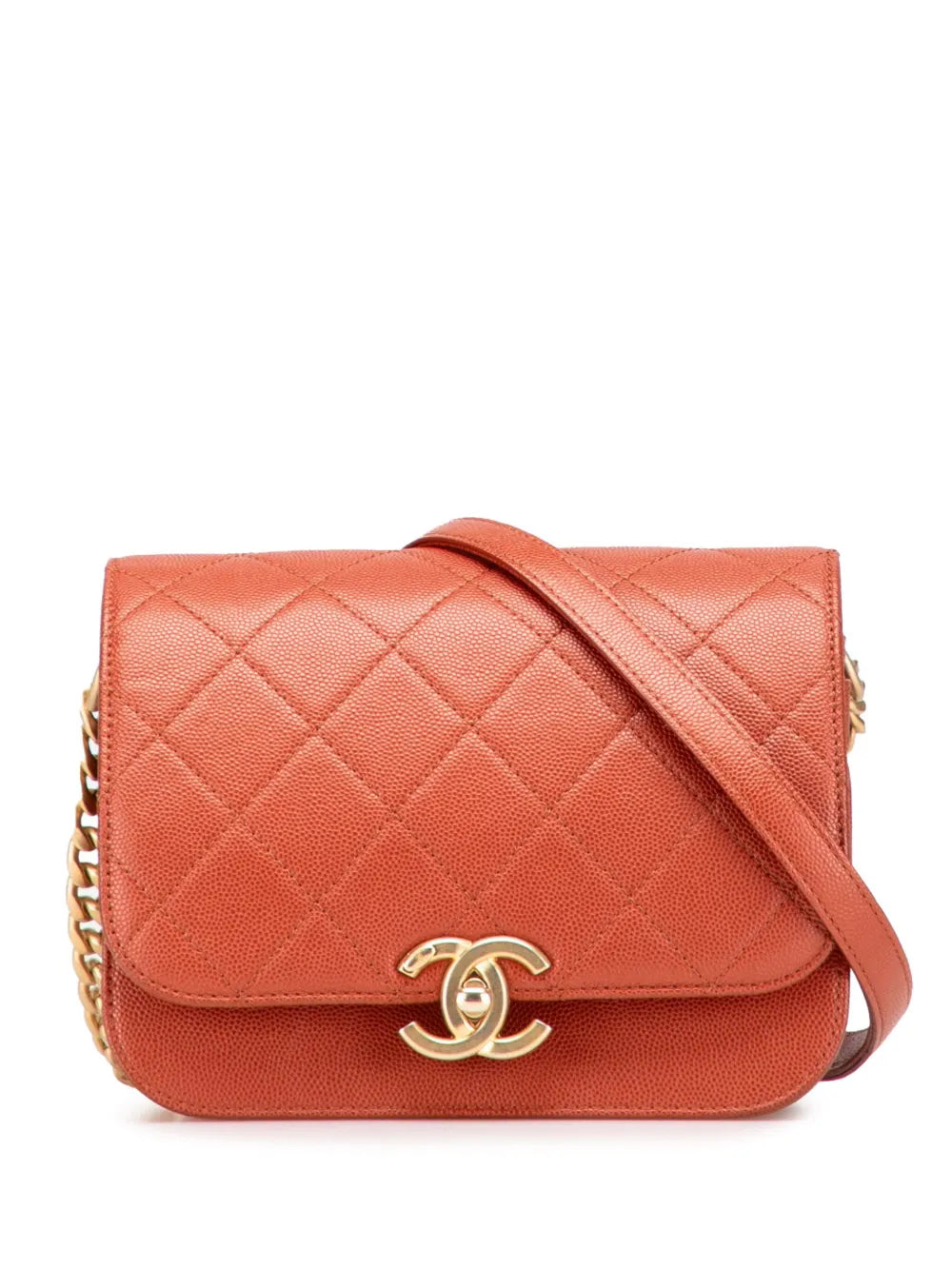 Pre-OwnedCHANEL Pre-Owned2021-2025 Mini CC Quilted Caviar Messenger Single Flap crossbody bag