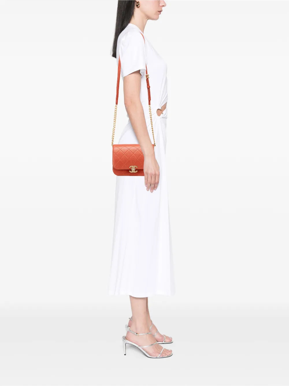 Pre-OwnedCHANEL Pre-Owned2021-2025 Mini CC Quilted Caviar Messenger Single Flap crossbody bag