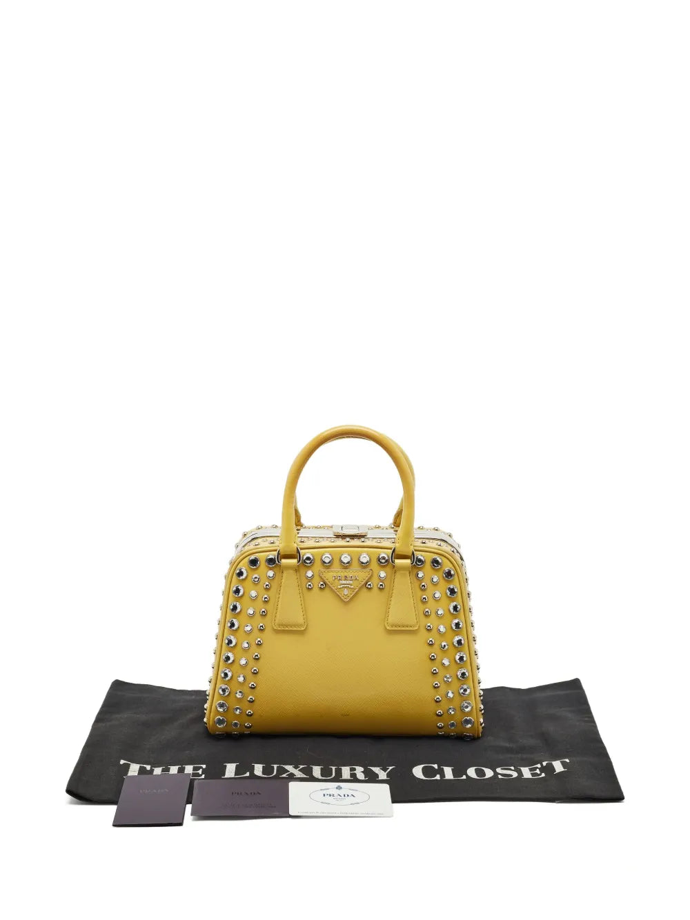 Pre-OwnedPrada Pre-Ownedcrystal-embellished leather handbag