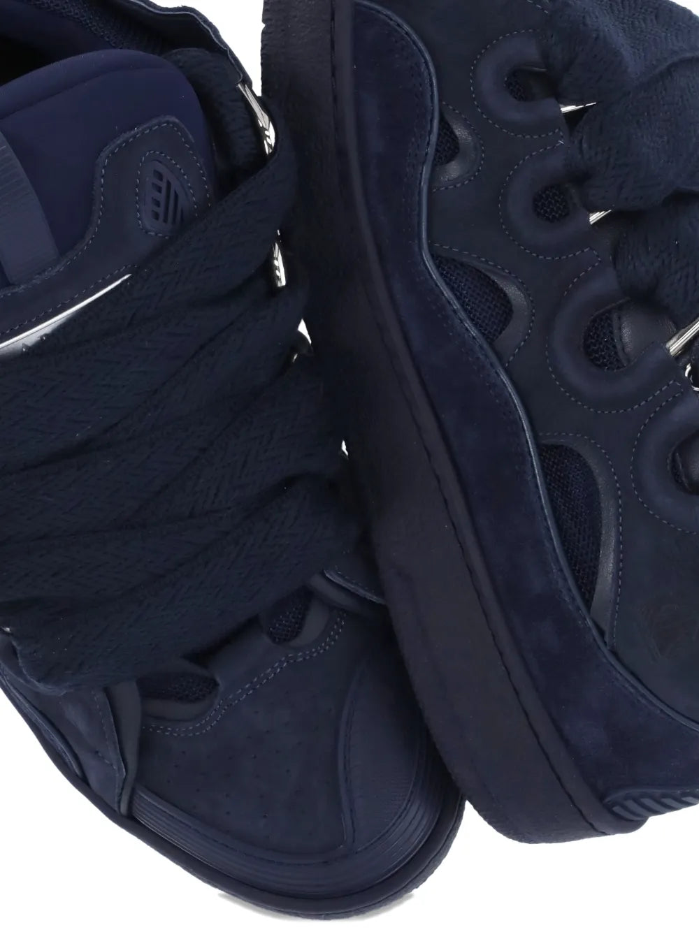 Lanvin Curb Lace-Up Embossed-Logo Sneakers