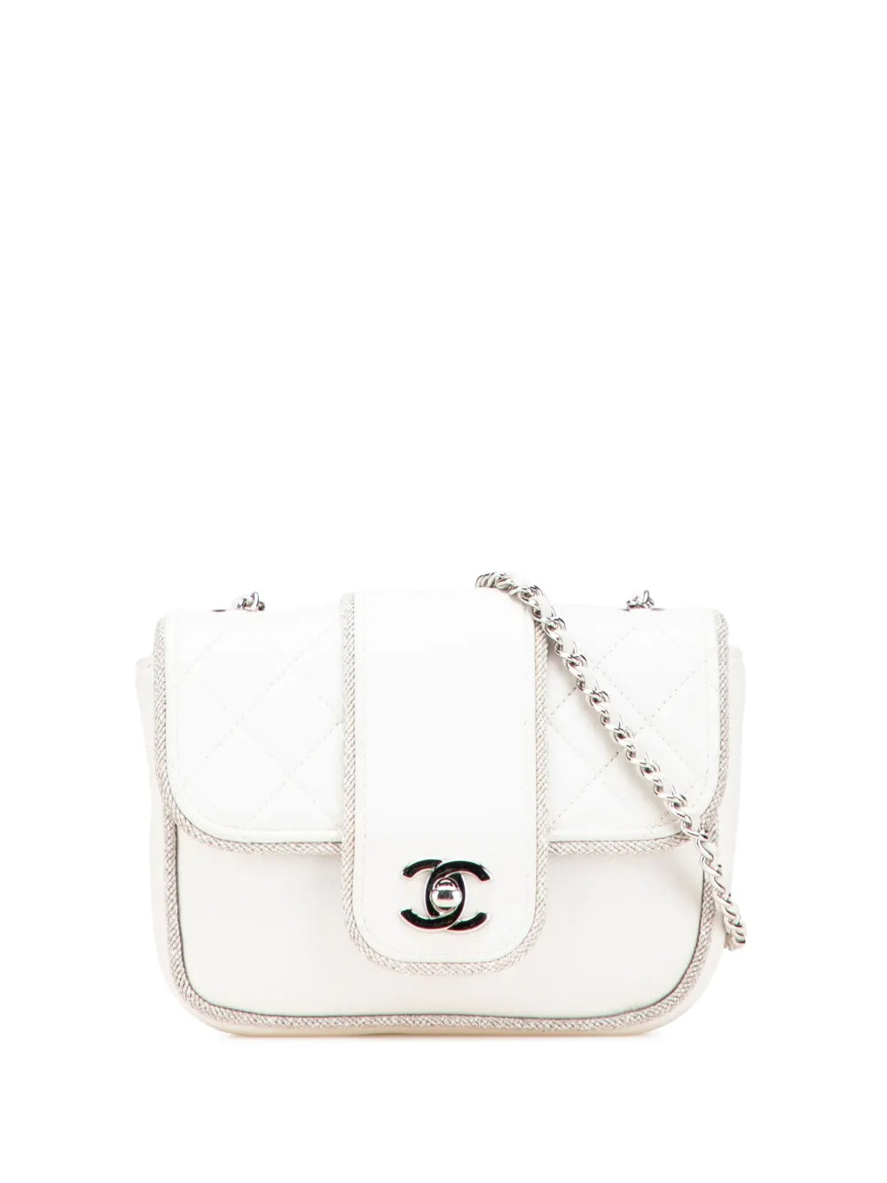 Pre-OwnedCHANEL Pre-Owned2019 Mini Quilted Lambskin and Metallic Trim Elementary Chic Flap crossbody bag