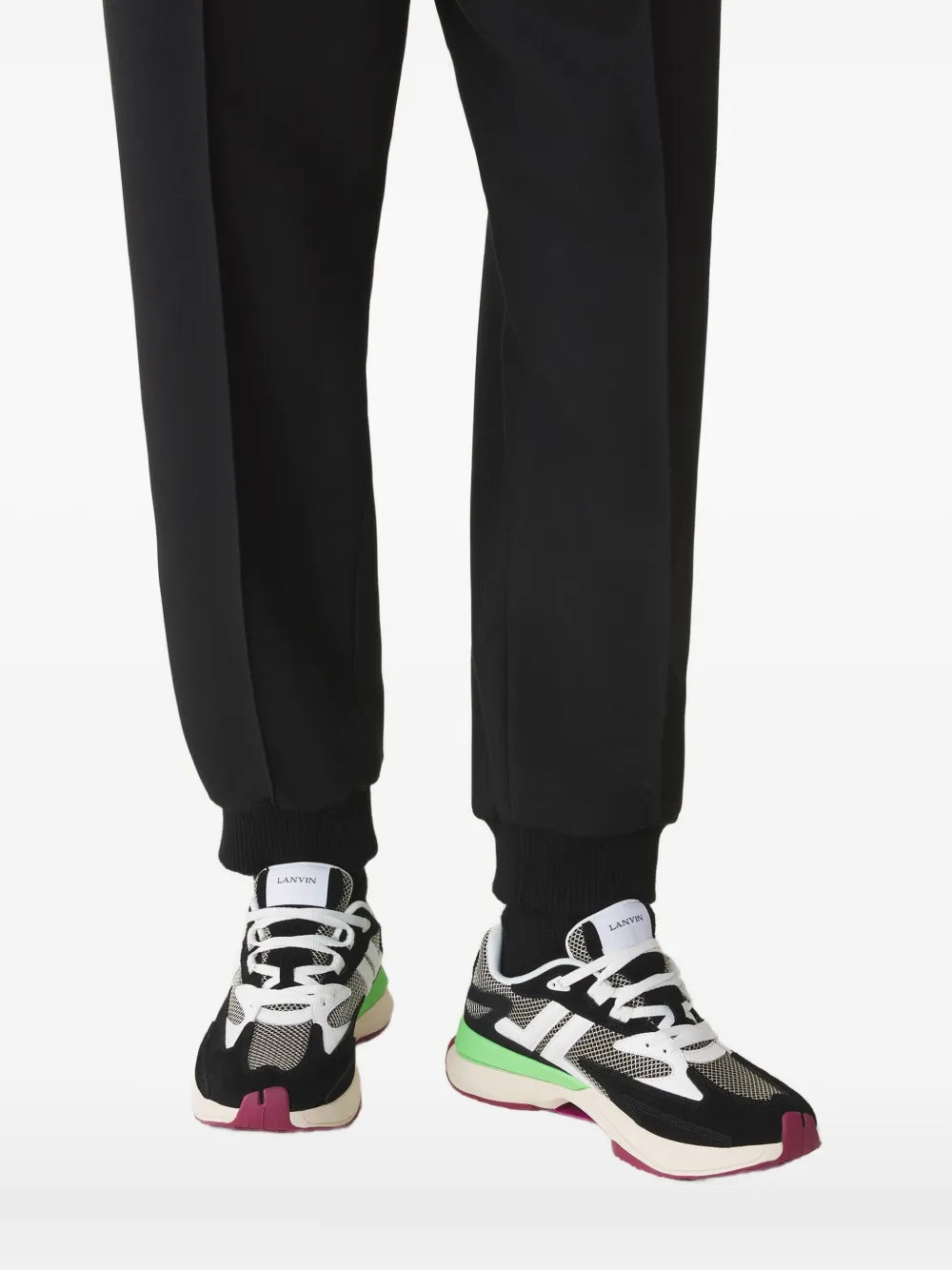 Lanvin Mesh-Panel Leather Sneakers