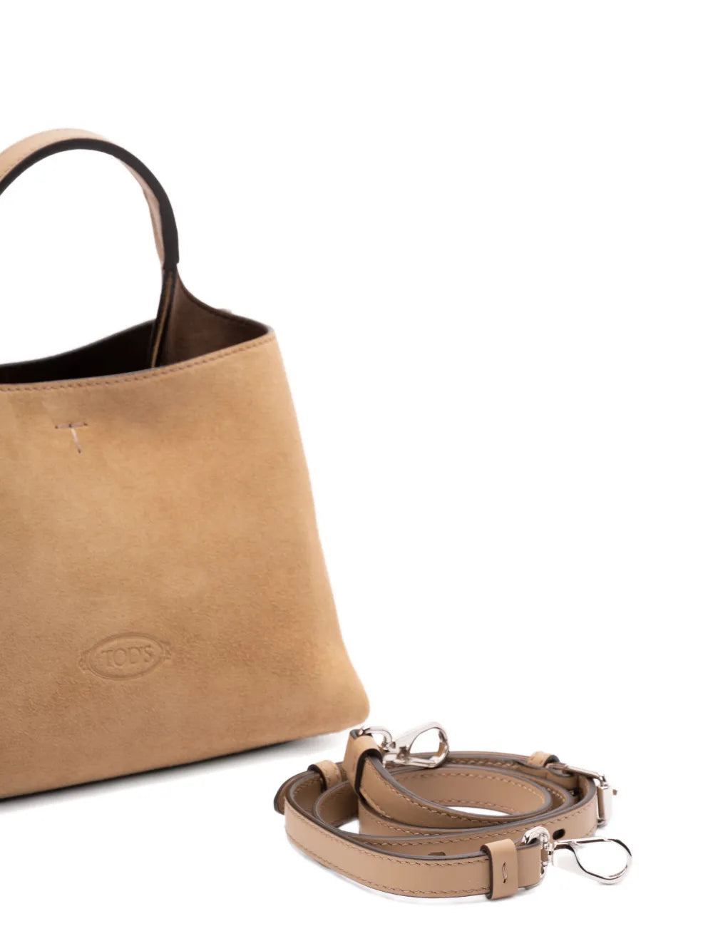 Tod'stop-handle suede tote bag