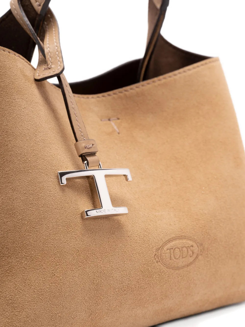 Tod'stop-handle suede tote bag