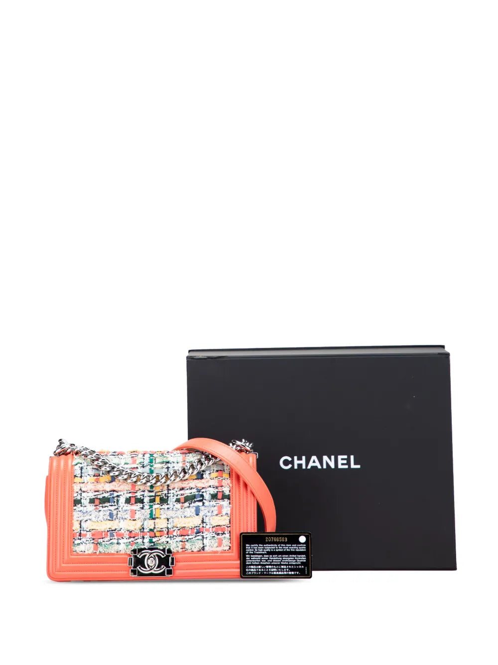 Pre-OwnedCHANEL Pre-Owned2014-2015 Small Tweed and Lambskin Boy Flap crossbody bag