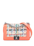 Pre-OwnedCHANEL Pre-Owned2014-2015 Small Tweed and Lambskin Boy Flap crossbody bag