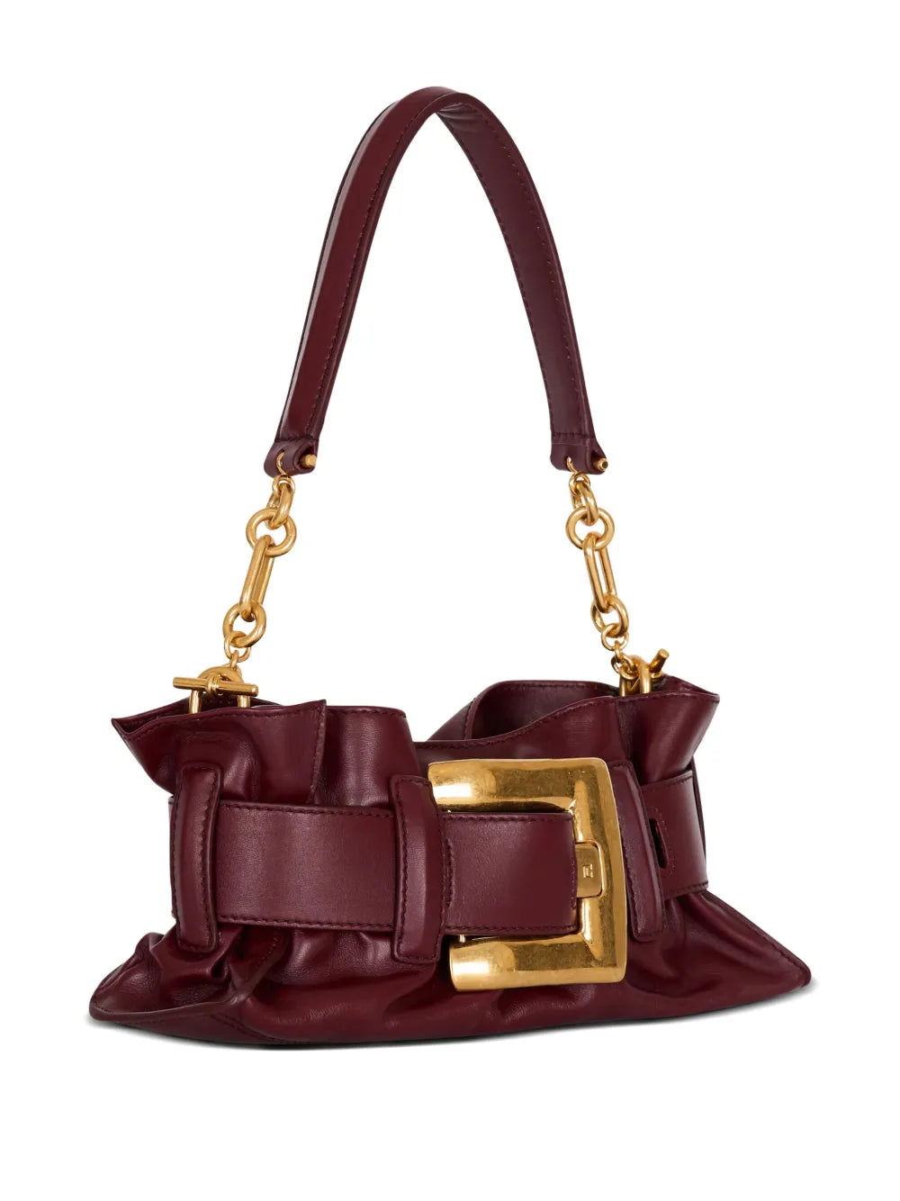 Balmainmini Anthem buckle-embellished calfskin-leather clutch bag