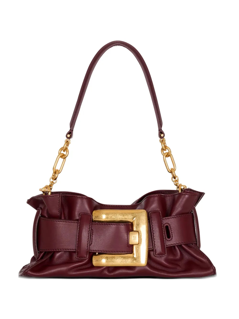 Balmainmini Anthem buckle-embellished calfskin-leather clutch bag