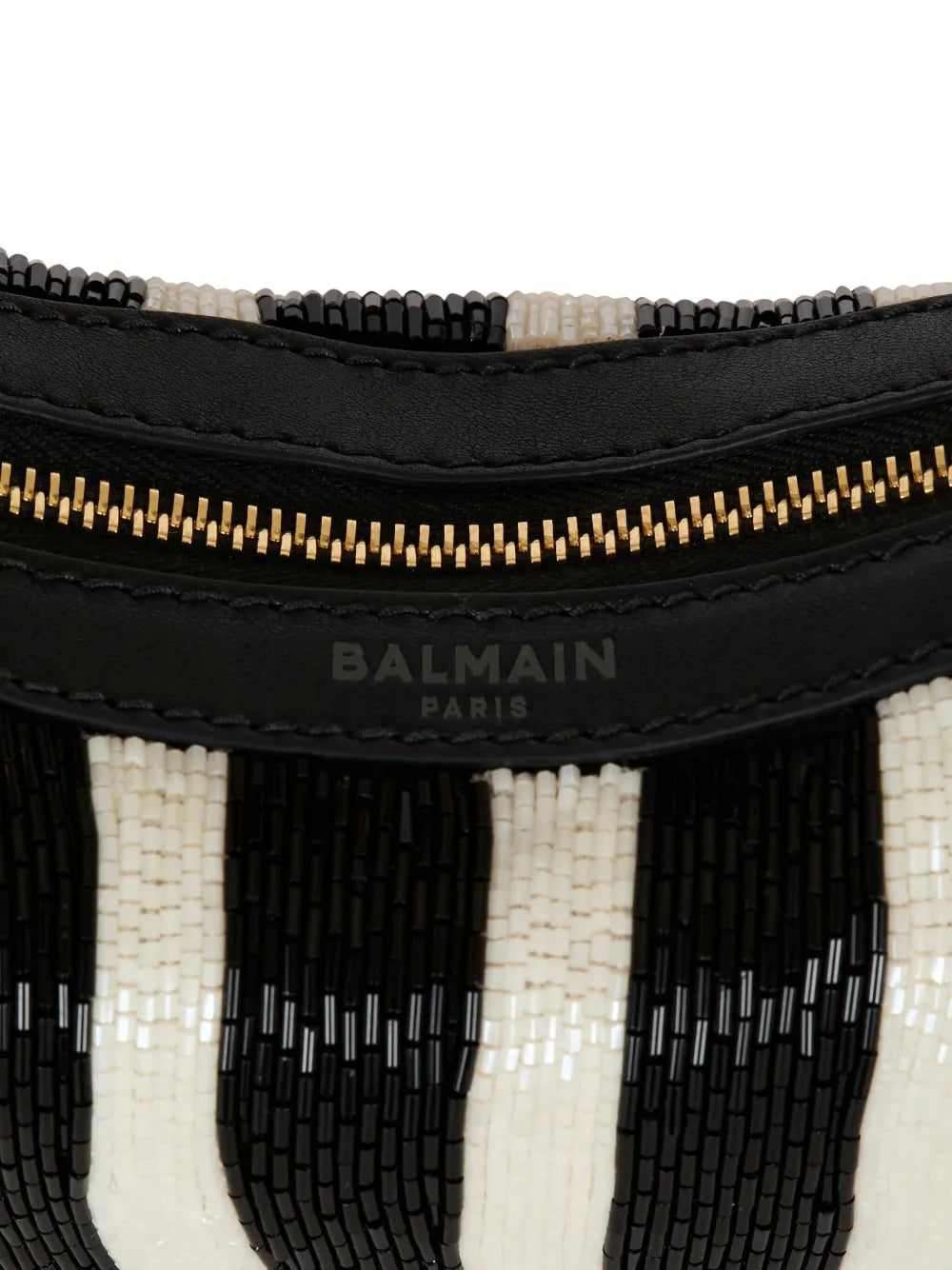 Balmainzebra-striped beaded shoulder bag