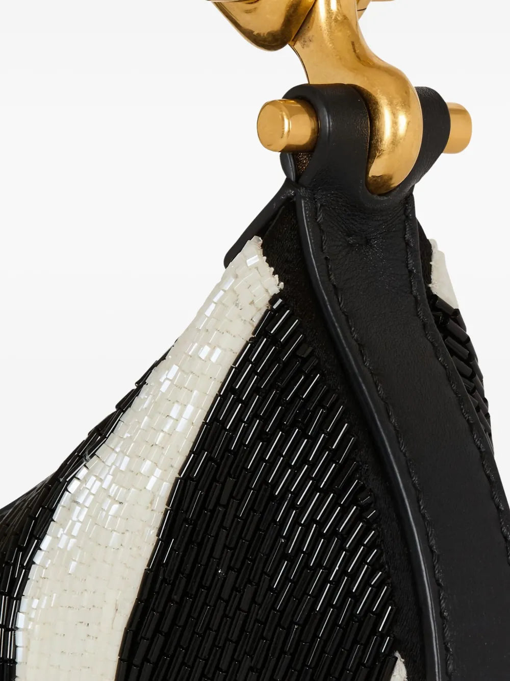 Balmainzebra-striped beaded shoulder bag